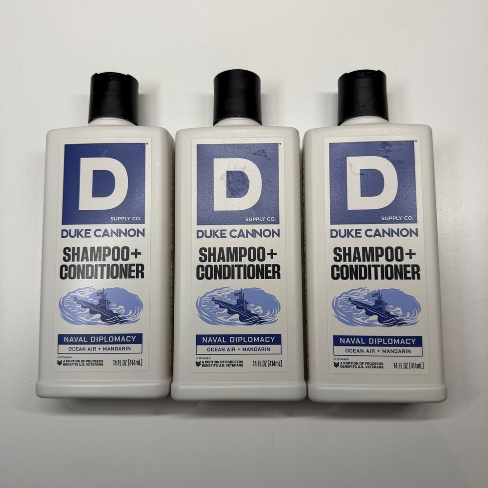 Duke Cannon Naval Diplomacy 2-in-1 Shampoo Conditioner 14oz Lot of 3 Ocean Air